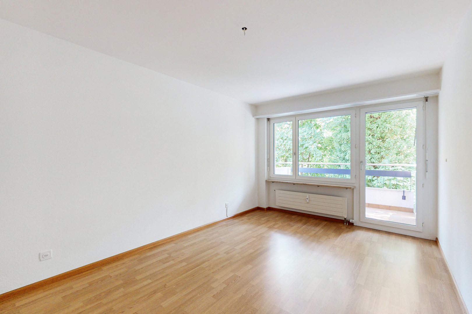 Heller leerer Wohnraum mit Balkon