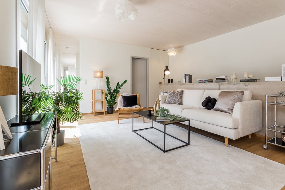 Heller, modern eingerichteter Wohnraum