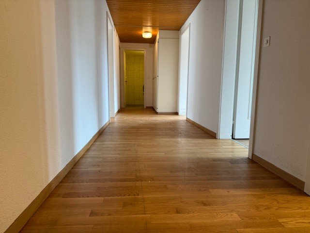 Langer Flur mit Holzfußboden