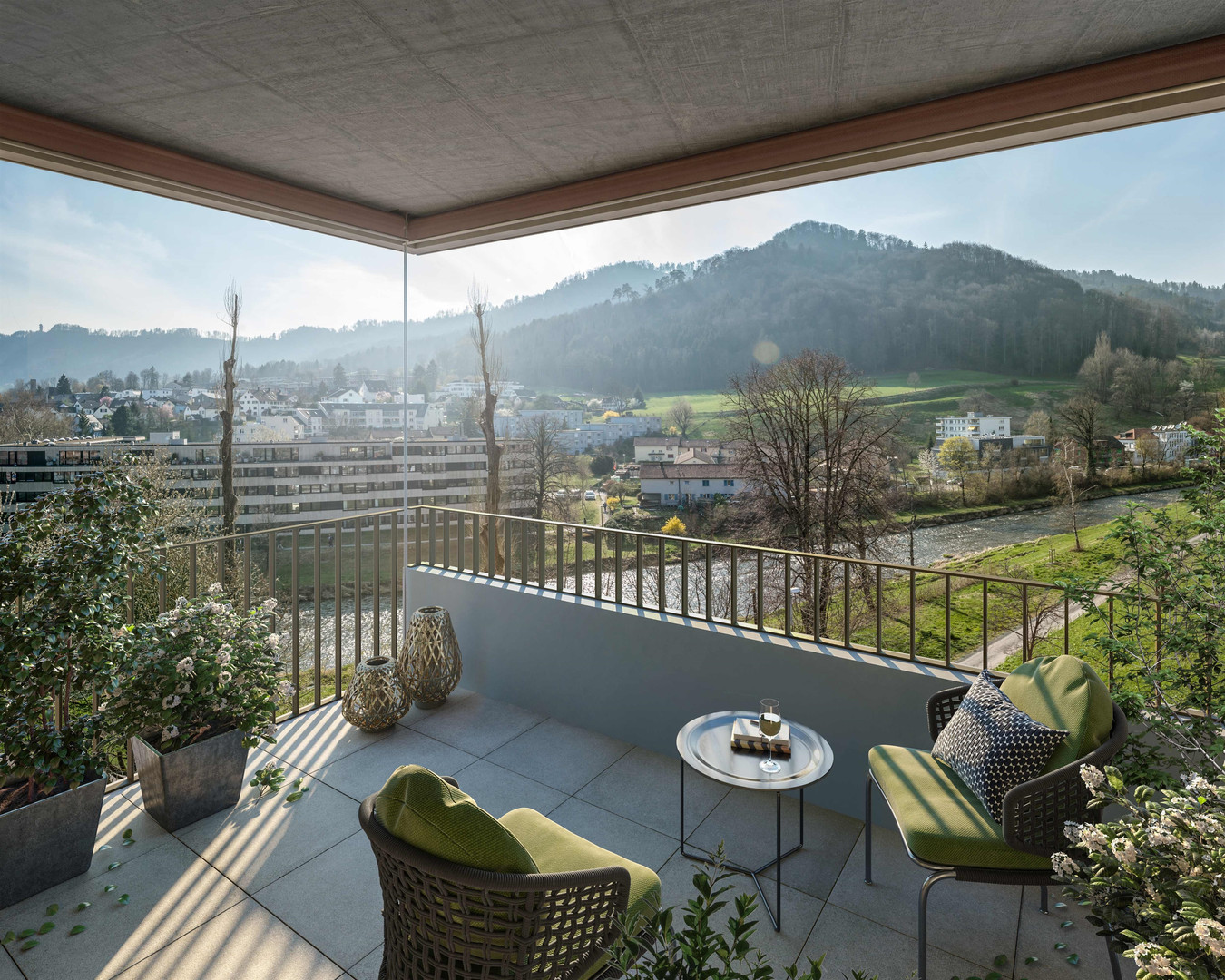 Balkon mit Bergblick