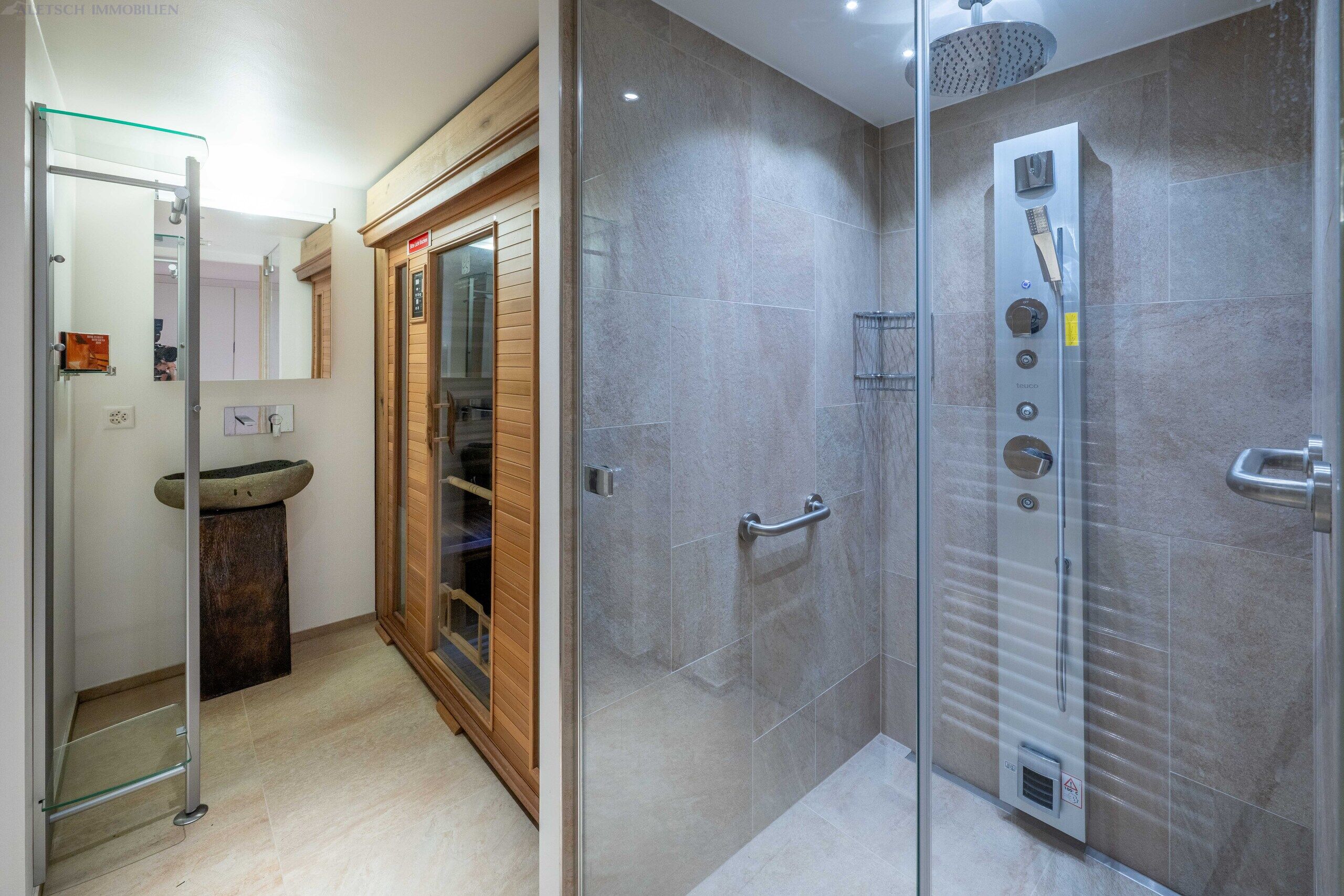 Moderne Sauna- und Duschzone