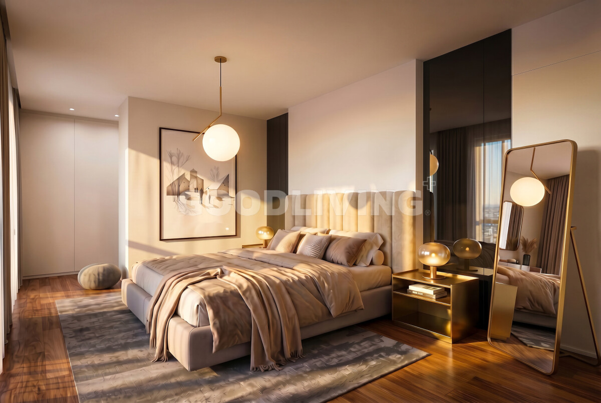 Elegantes Schlafzimmer mit warmem Licht
