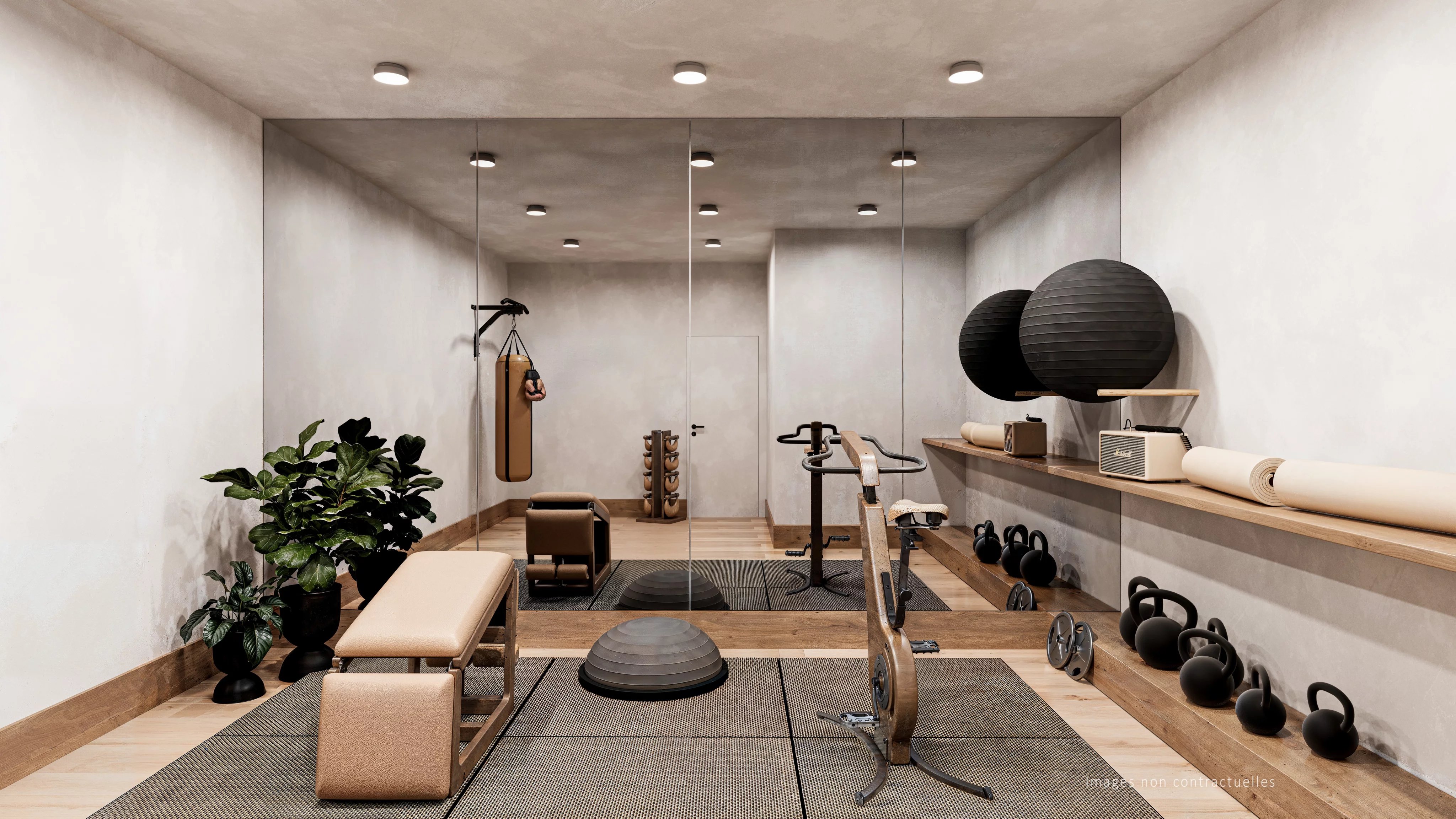 Moderner Fitnessraum mit Trainingsausstattung