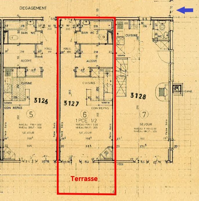 Grundriss eines Wohnbereichs mit Terrasse