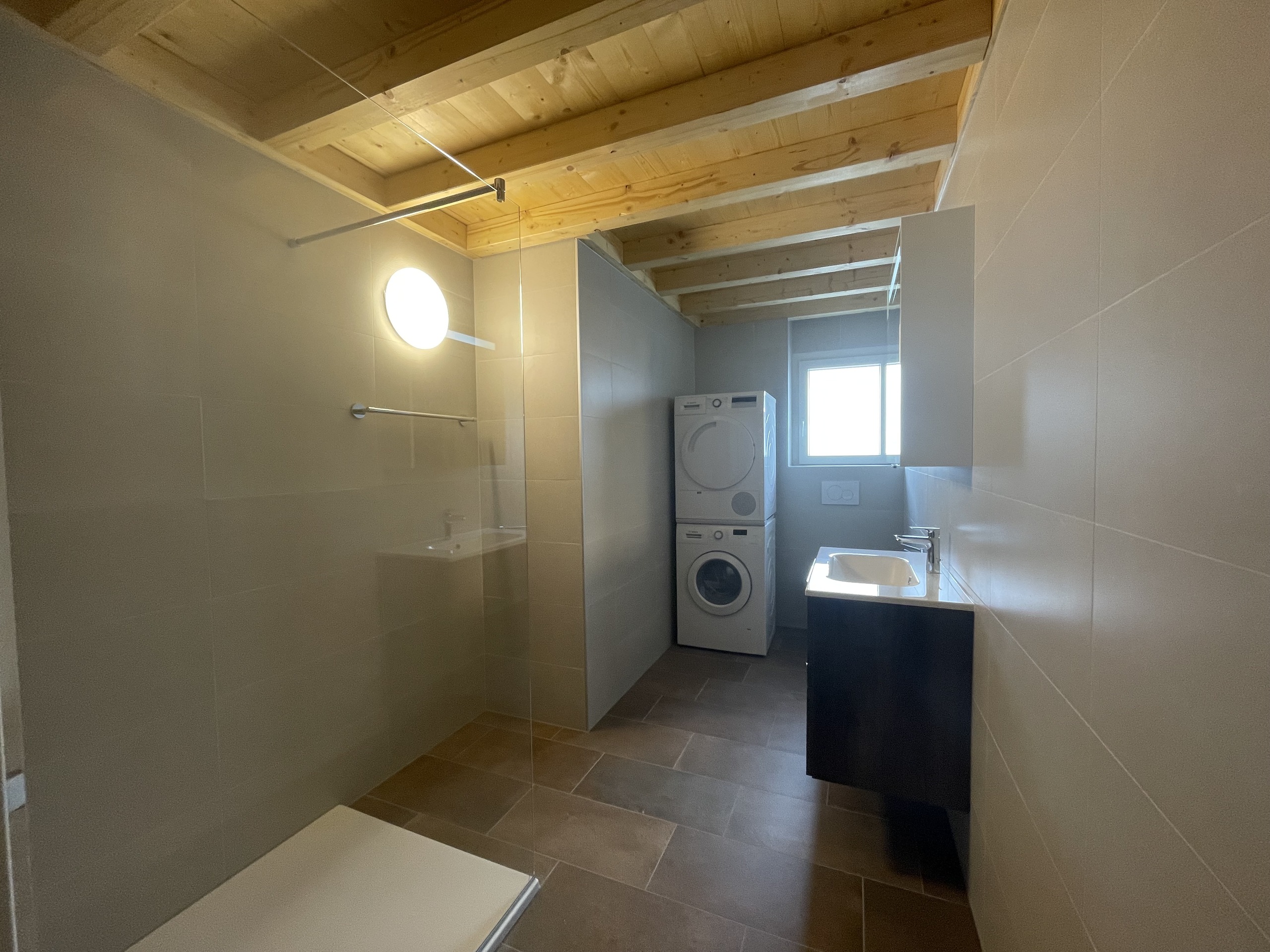 Modernes Badezimmer mit Waschküchenbereich