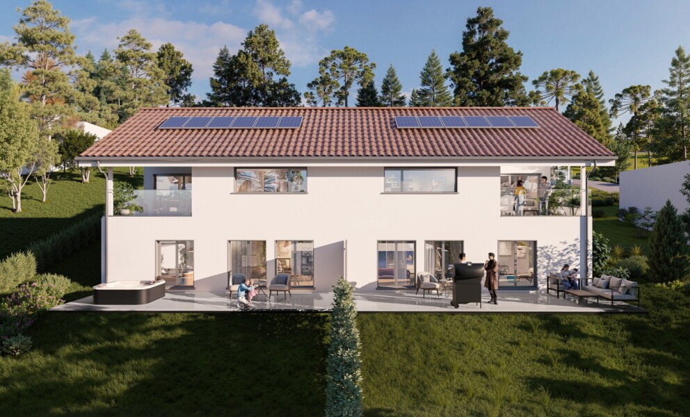 Modernes Einfamilienhaus mit Dachterrasse und Garten