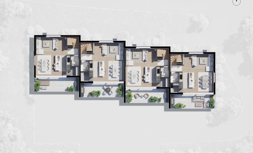 Architektur-Grundriss mit mehreren Wohneinheiten