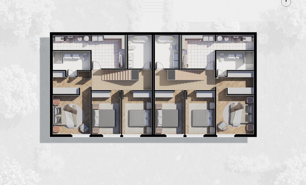 Grundriss eines zweigeschossigen Hauses