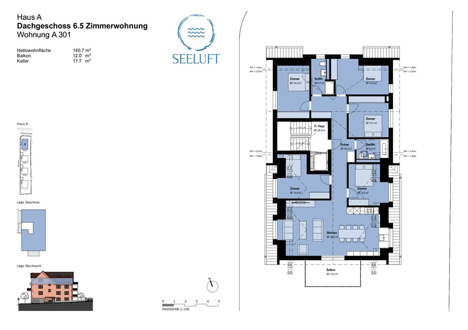 Grundriss einer Dachgeschosswohnung