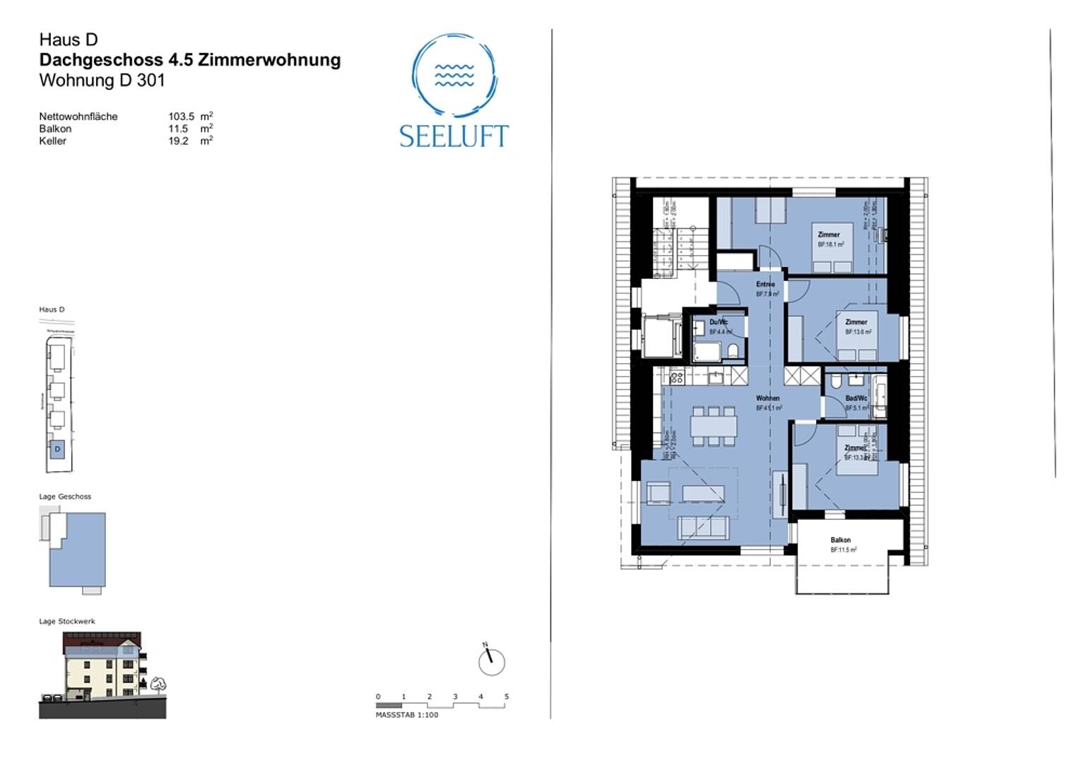 Grundriss einer Dachgeschosswohnung