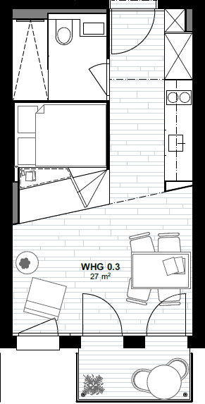 Wohnungsgrundriss mit Balkon