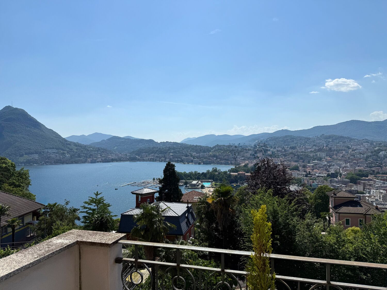 Panoramablick über See und Stadt