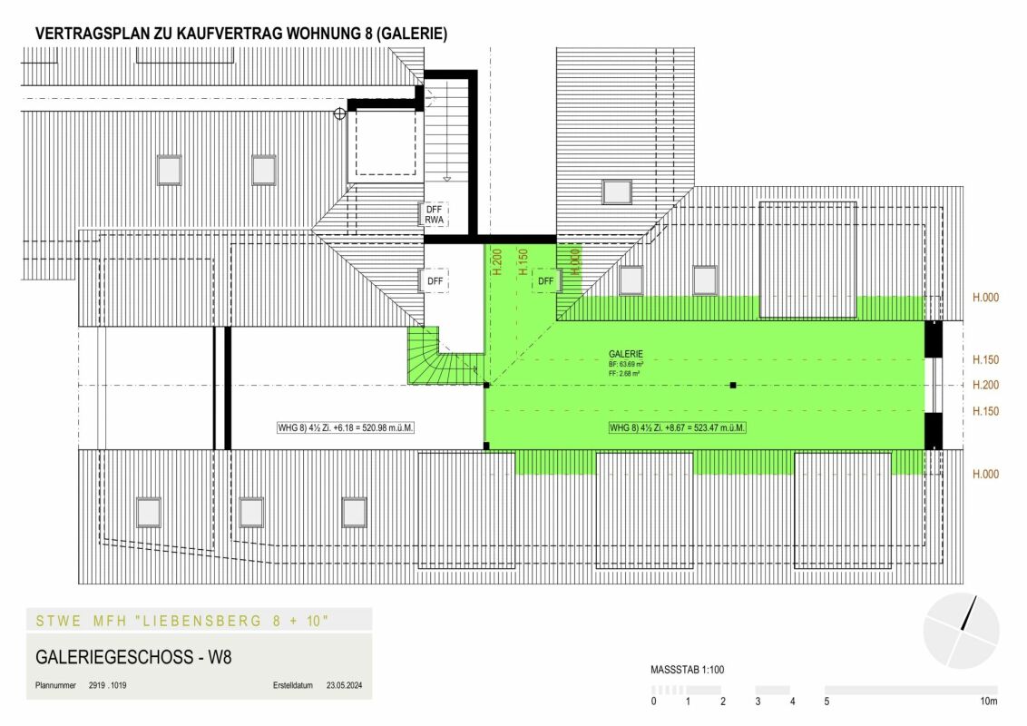 Grundriss eines Galeriegeschosses