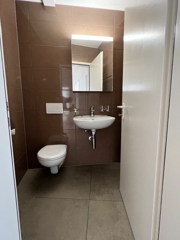 Gäste-WC mit Wand-WC und Handwaschbecken