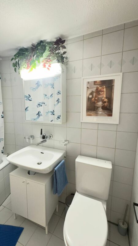 Kleines Gäste-WC mit Waschbecken und Toilette