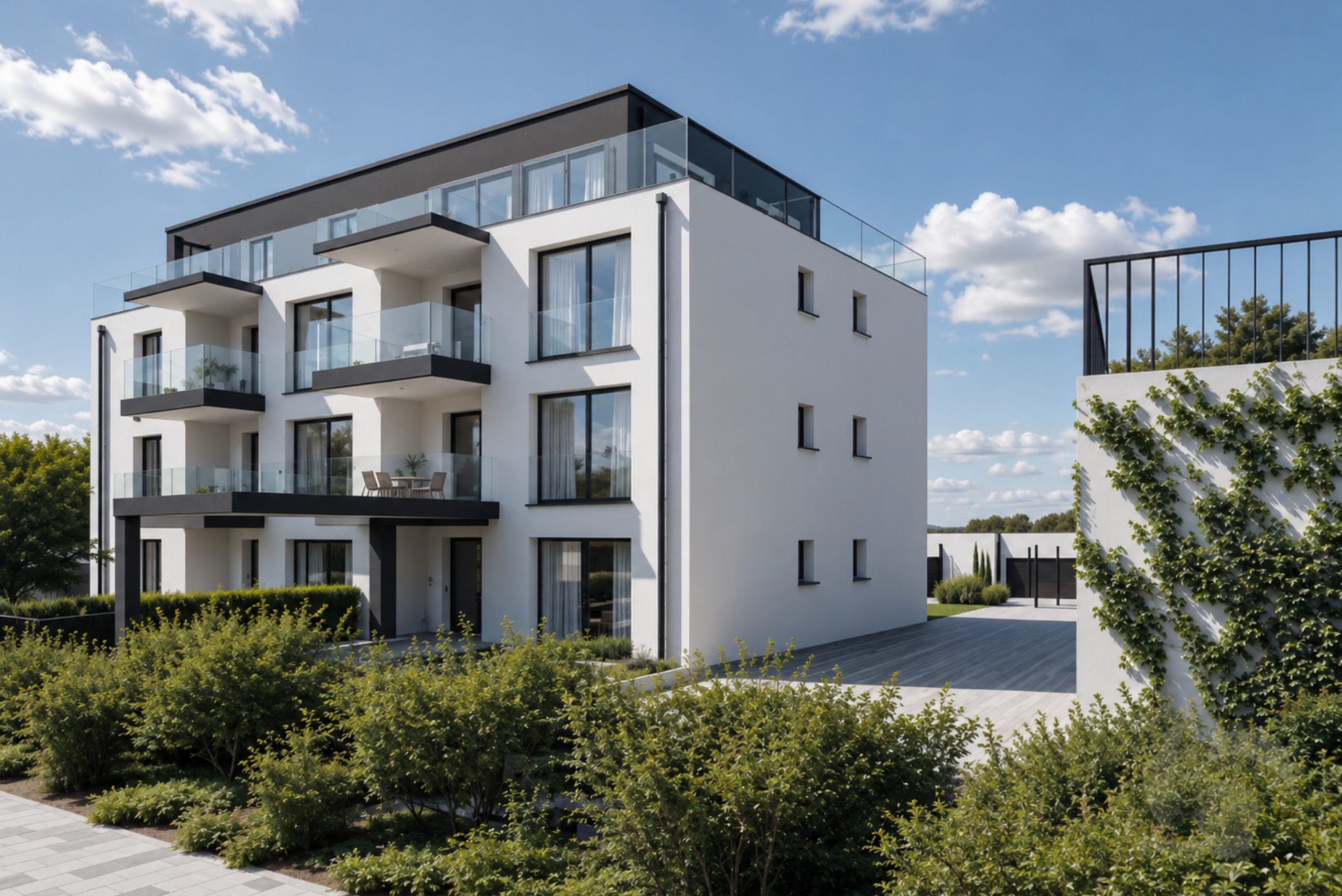 Modernes Mehrfamilienhaus mit Balkonen