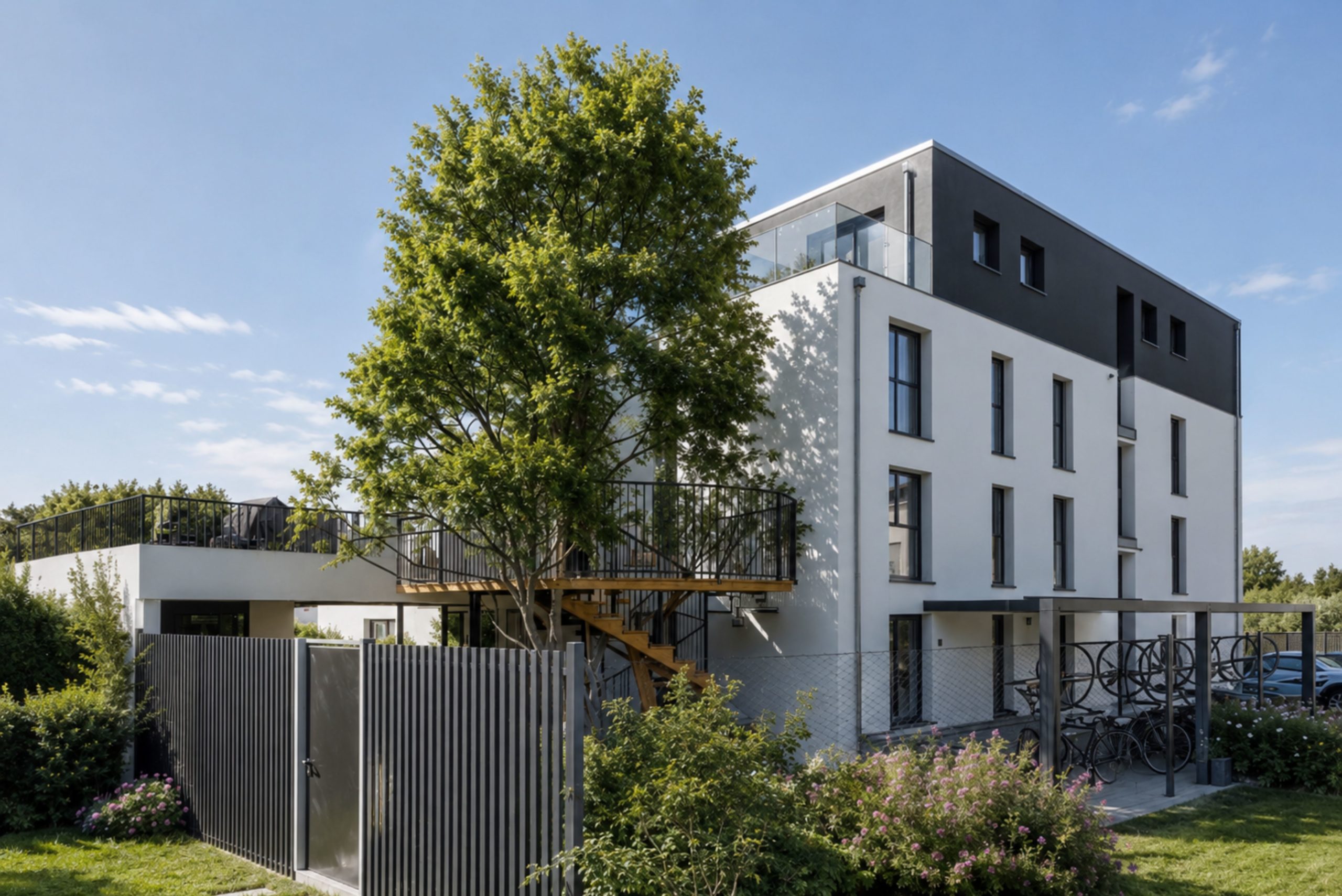 Modernes Mehrfamilienhaus mit Dachterrasse