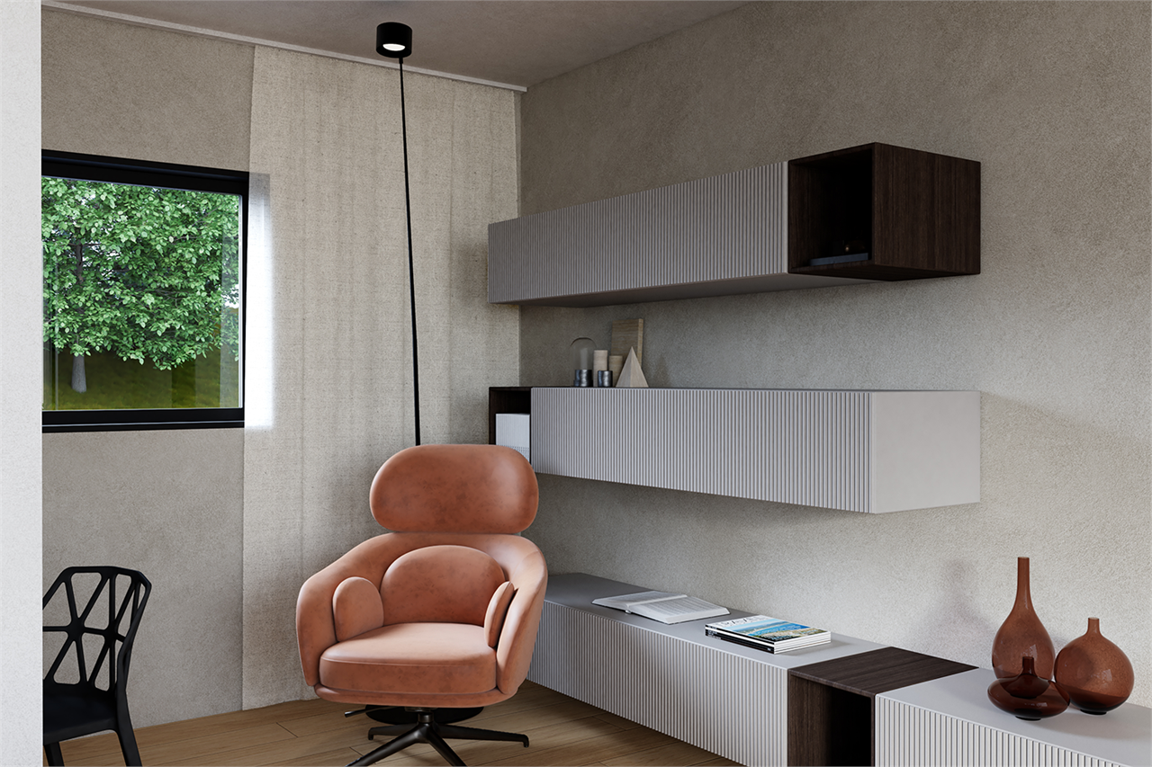 Modernes Arbeitszimmer mit Designmöbeln