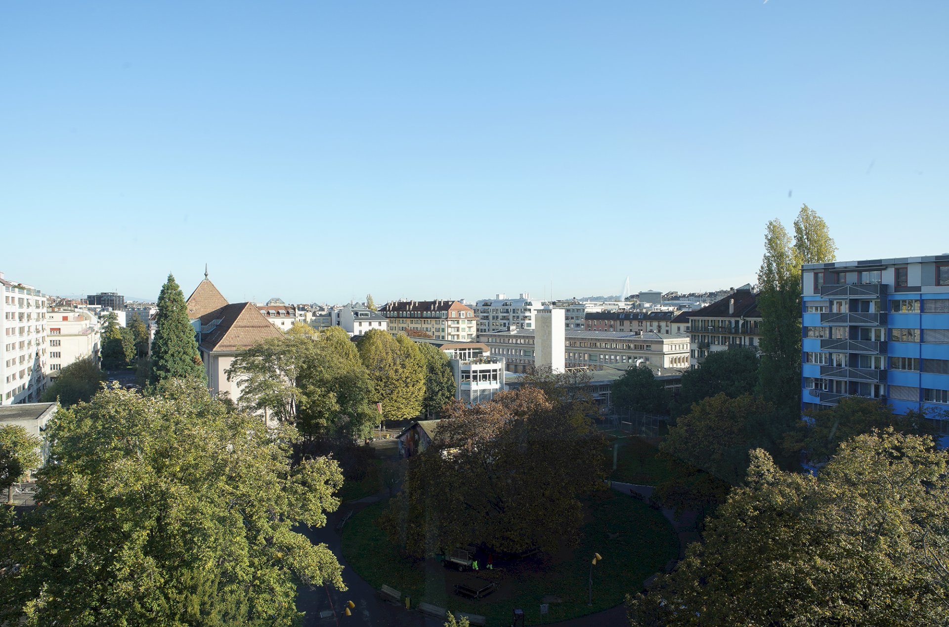 Stadtblick über einen Park