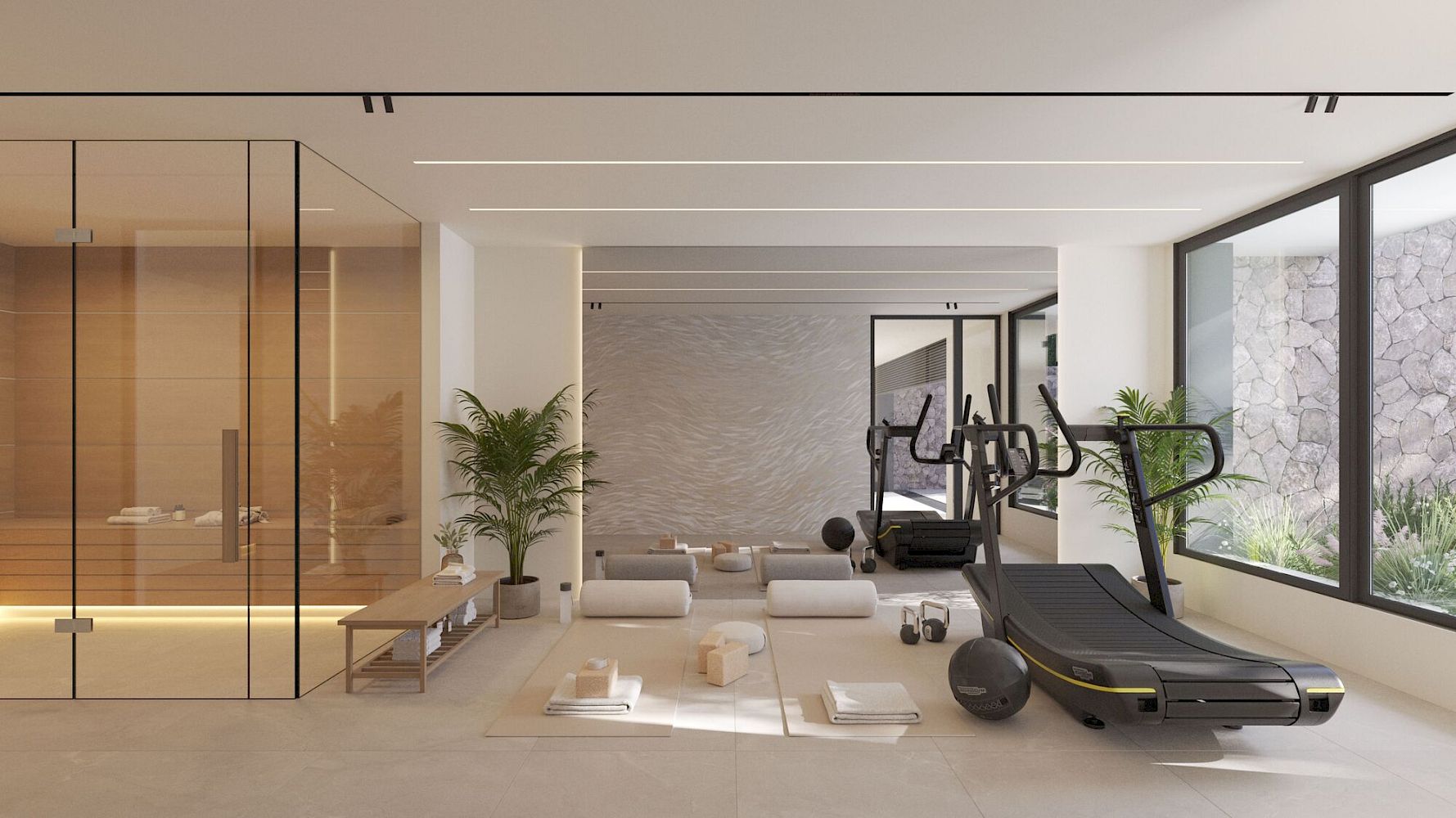 Modernes Fitnessstudio im Innenbereich