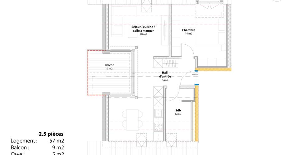 Wohnungs-Grundriss mit Balkon