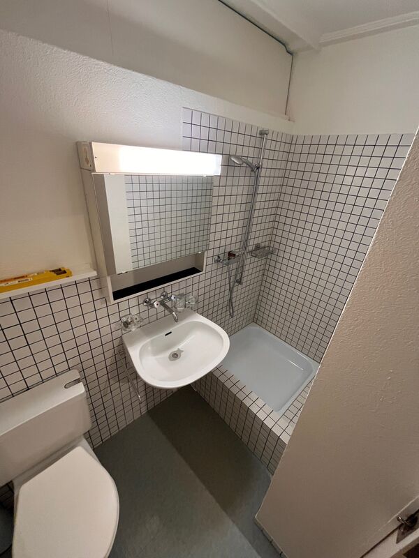 Kleines Badezimmer mit Dusche und WC