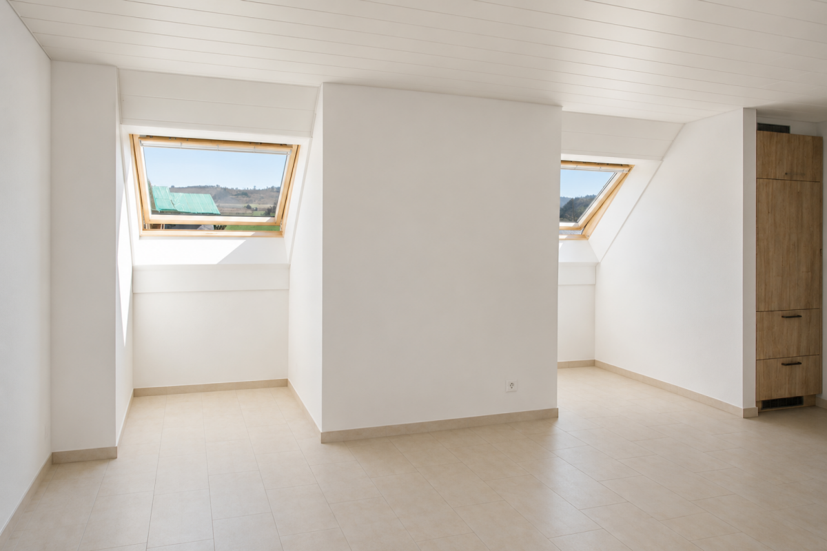 Dachgeschossraum mit Dachfenstern