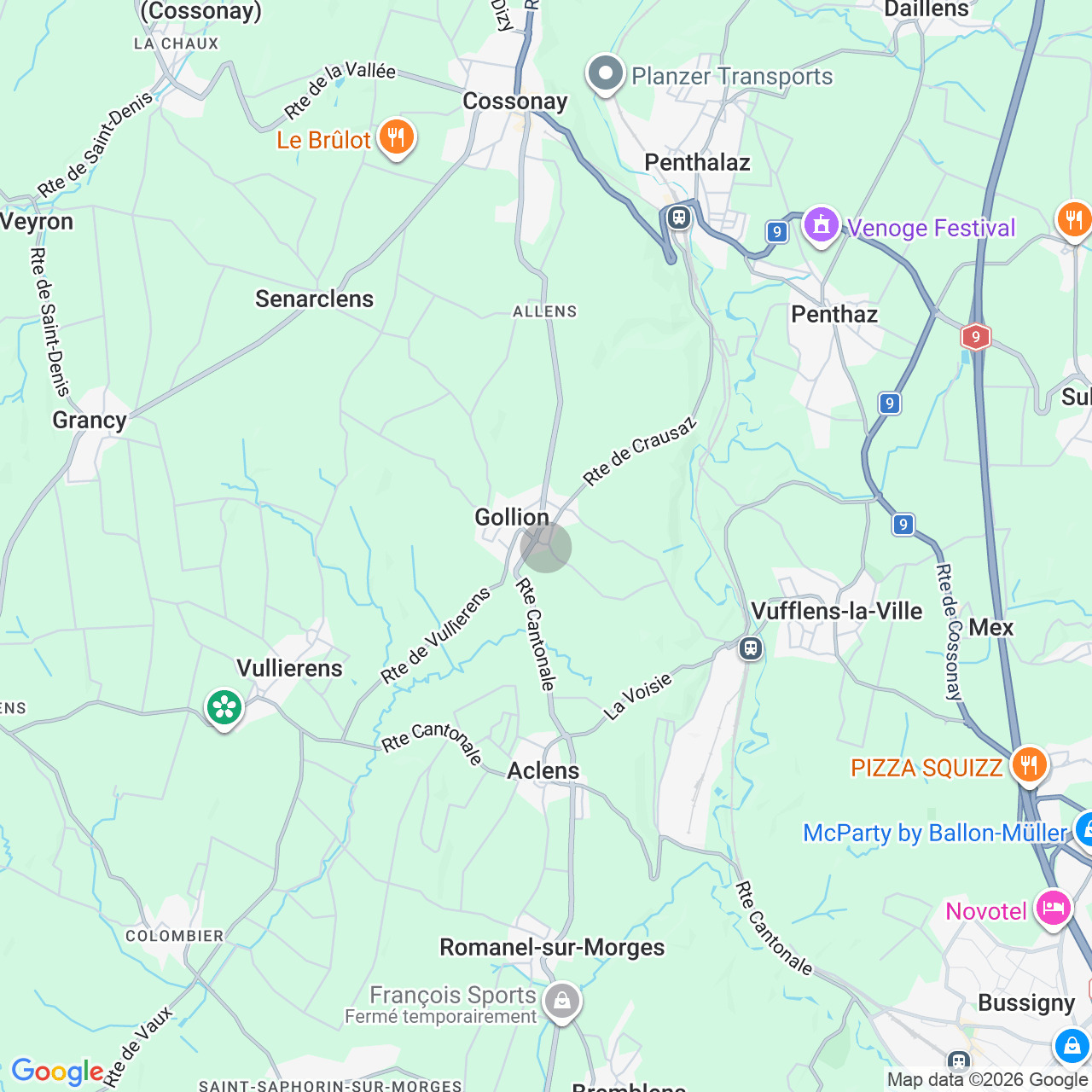 Kartenansicht einer Region in der Westschweiz