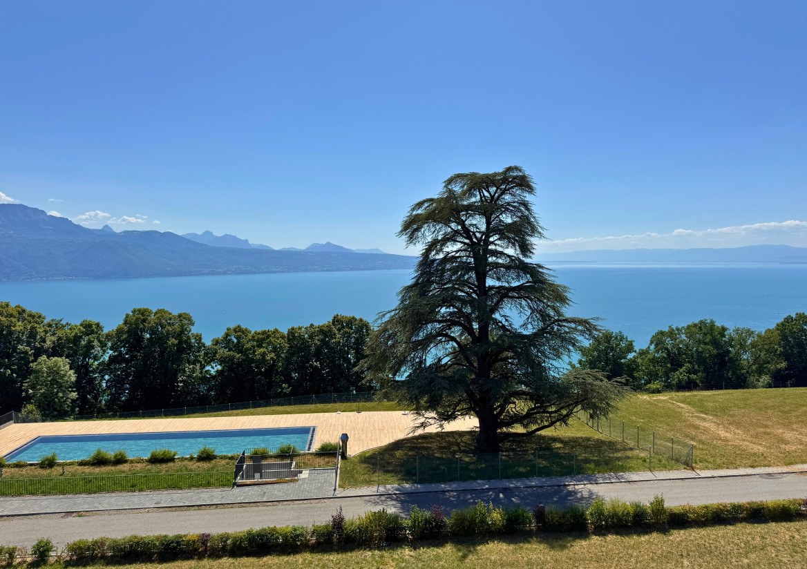 Seeblick mit Poolanlage