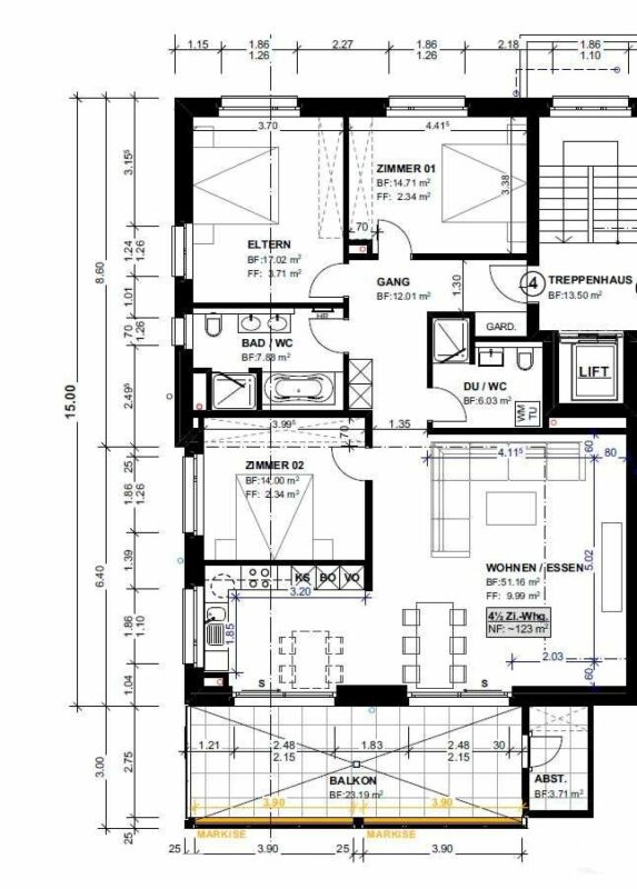 Grundriss einer Wohnung