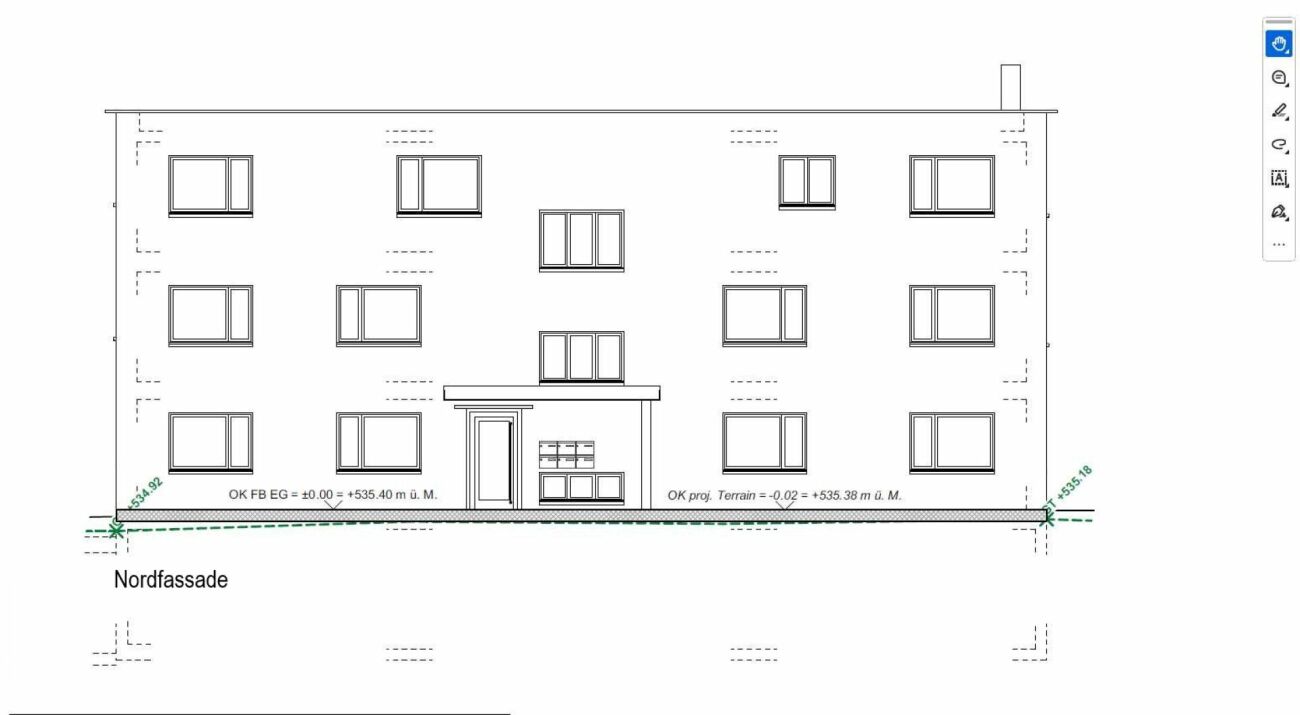 Nordfassade eines Wohngebäudes