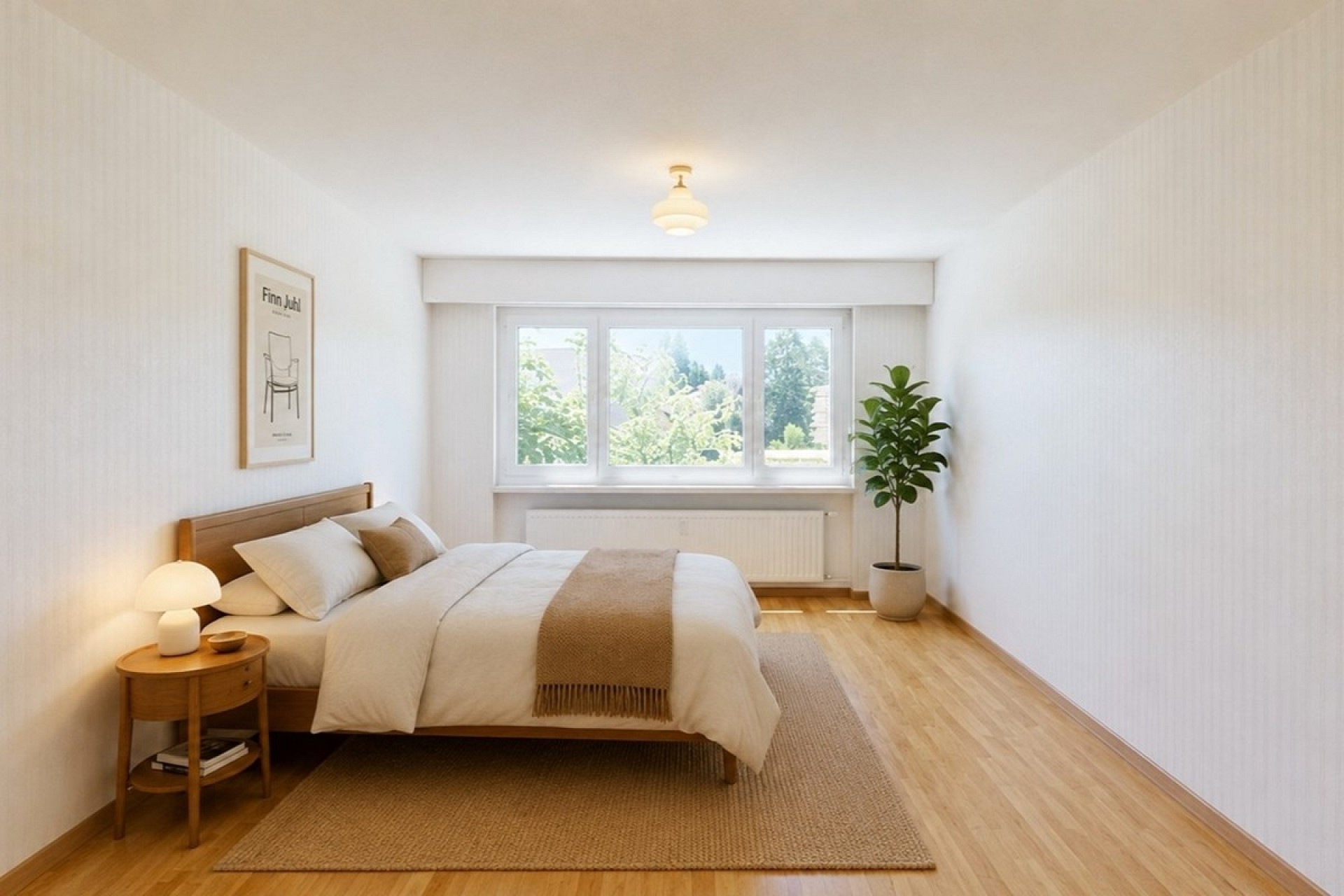 Helles, minimalistisches Schlafzimmer