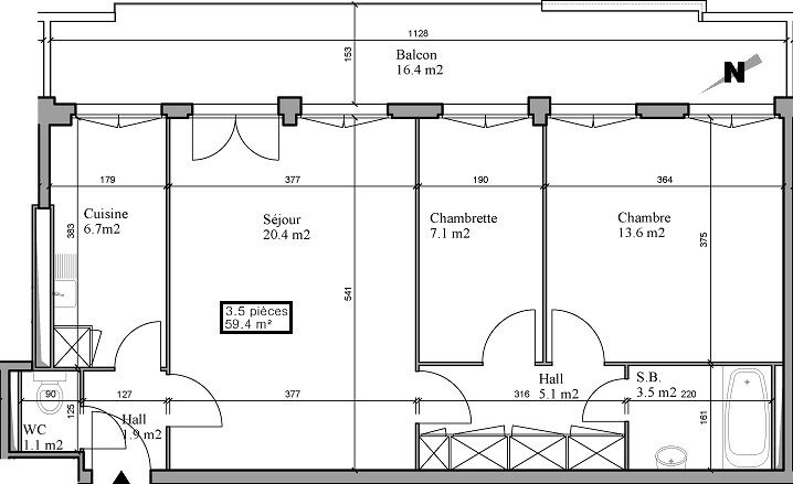 Wohnungsgrundriss mit Balkon