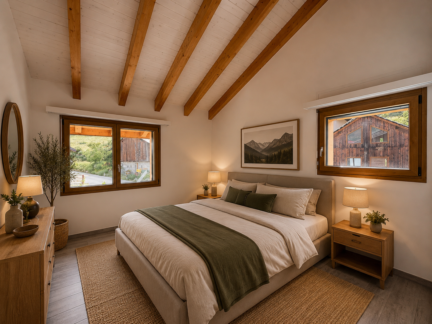 Gemütliches Schlafzimmer im Chalet-Stil