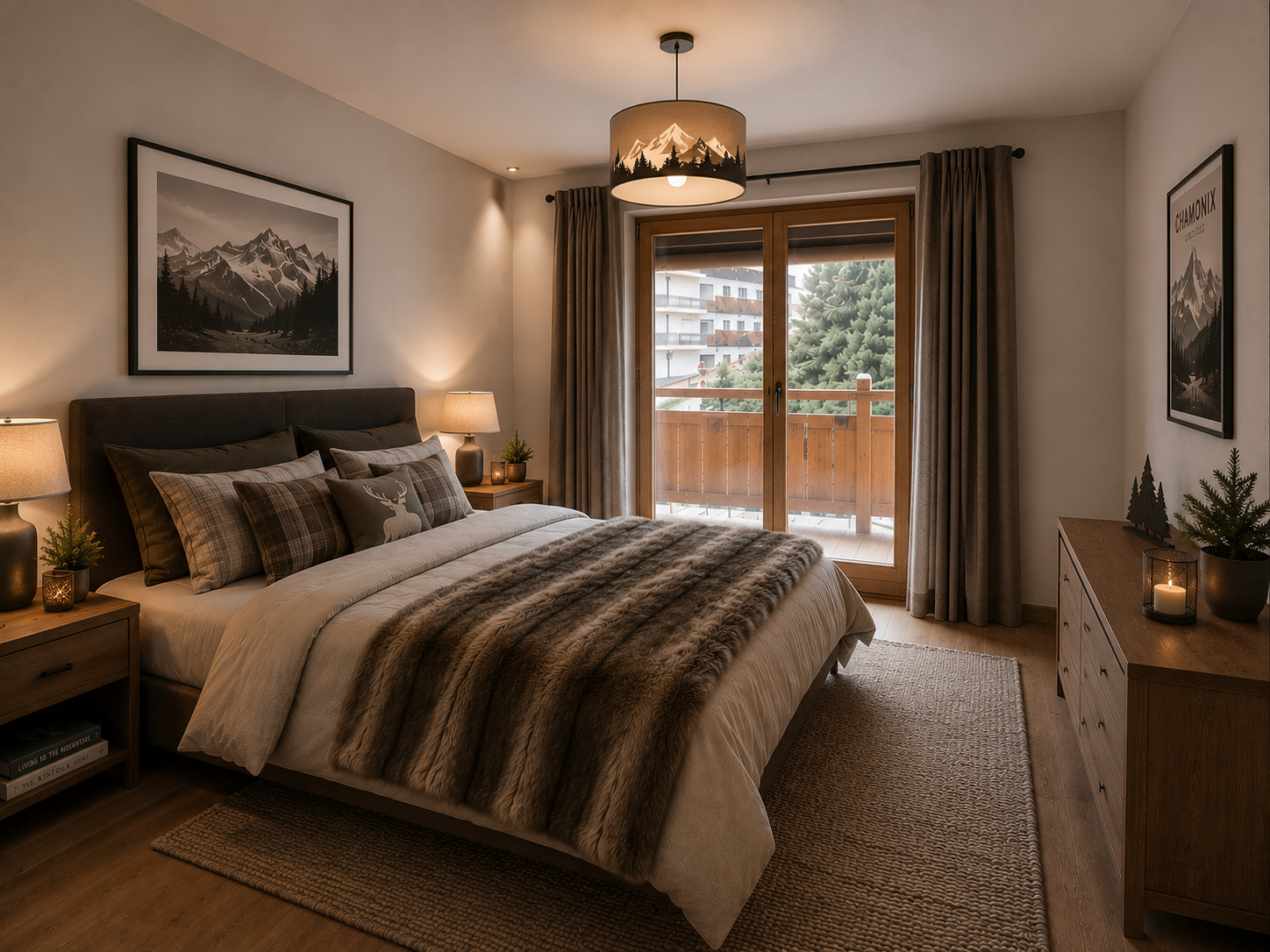 Gemütliches Schlafzimmer mit Balkonblick