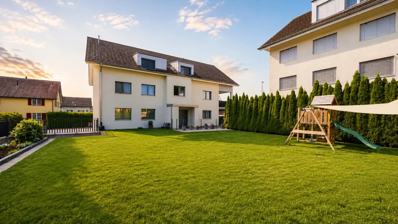 Großer Garten mit Einfamilienhaus