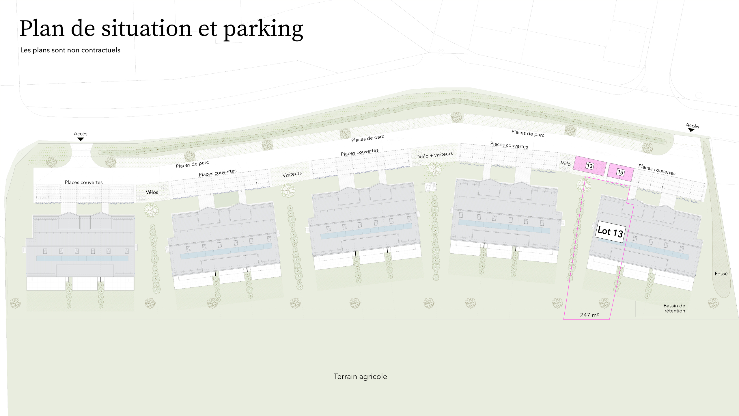 Lageplan mit Parkierung und Lot 13