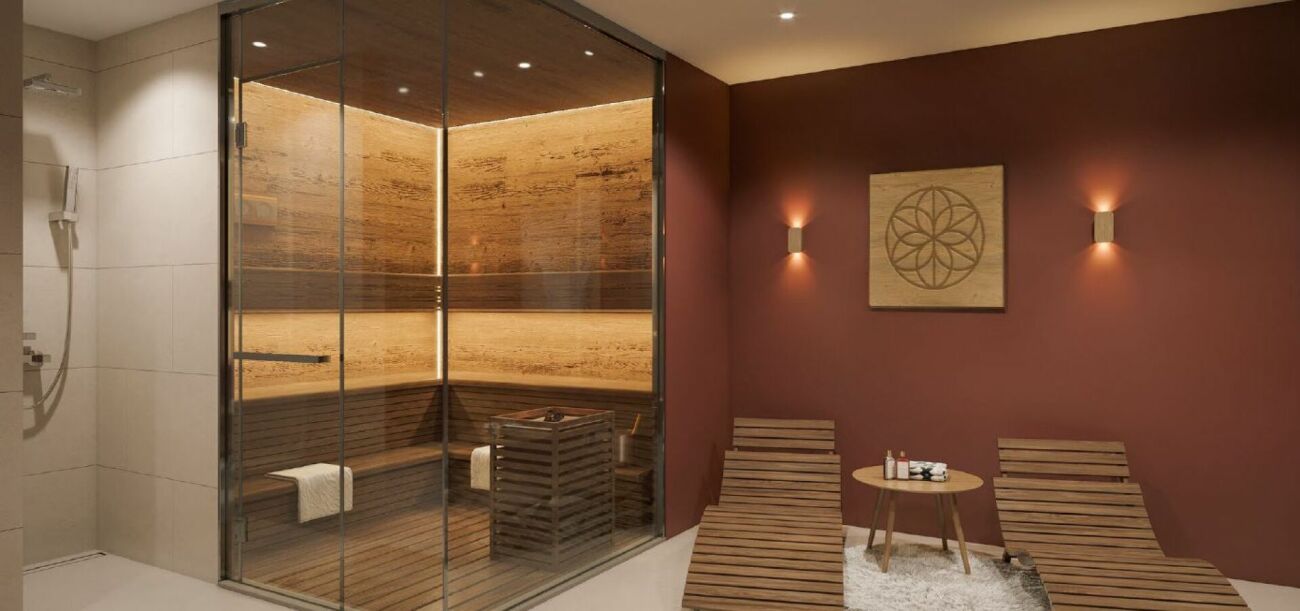 Moderne Sauna-Lounge mit Wellnessbereich