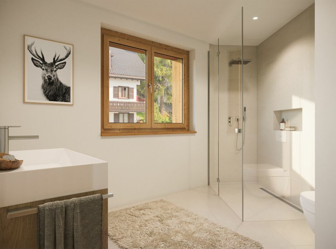 Modernes Badezimmer mit Holzakzenten