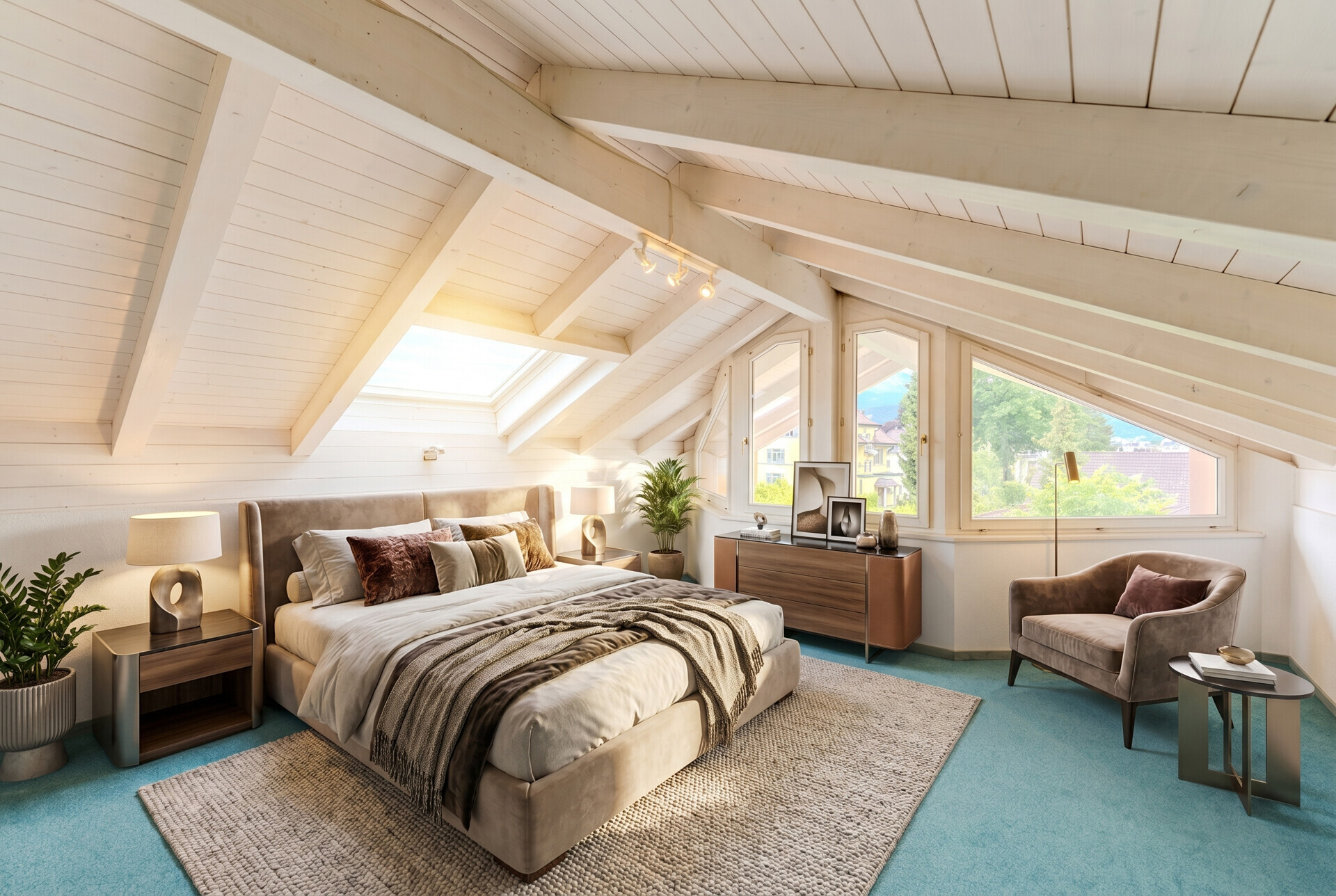 Helles Dachgeschoss-Schlafzimmer