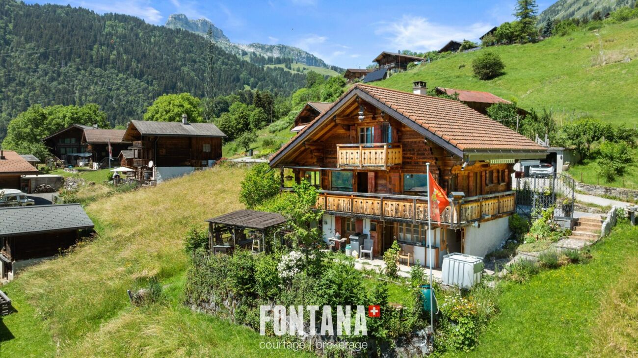 Alpenchalet mit Bergblick