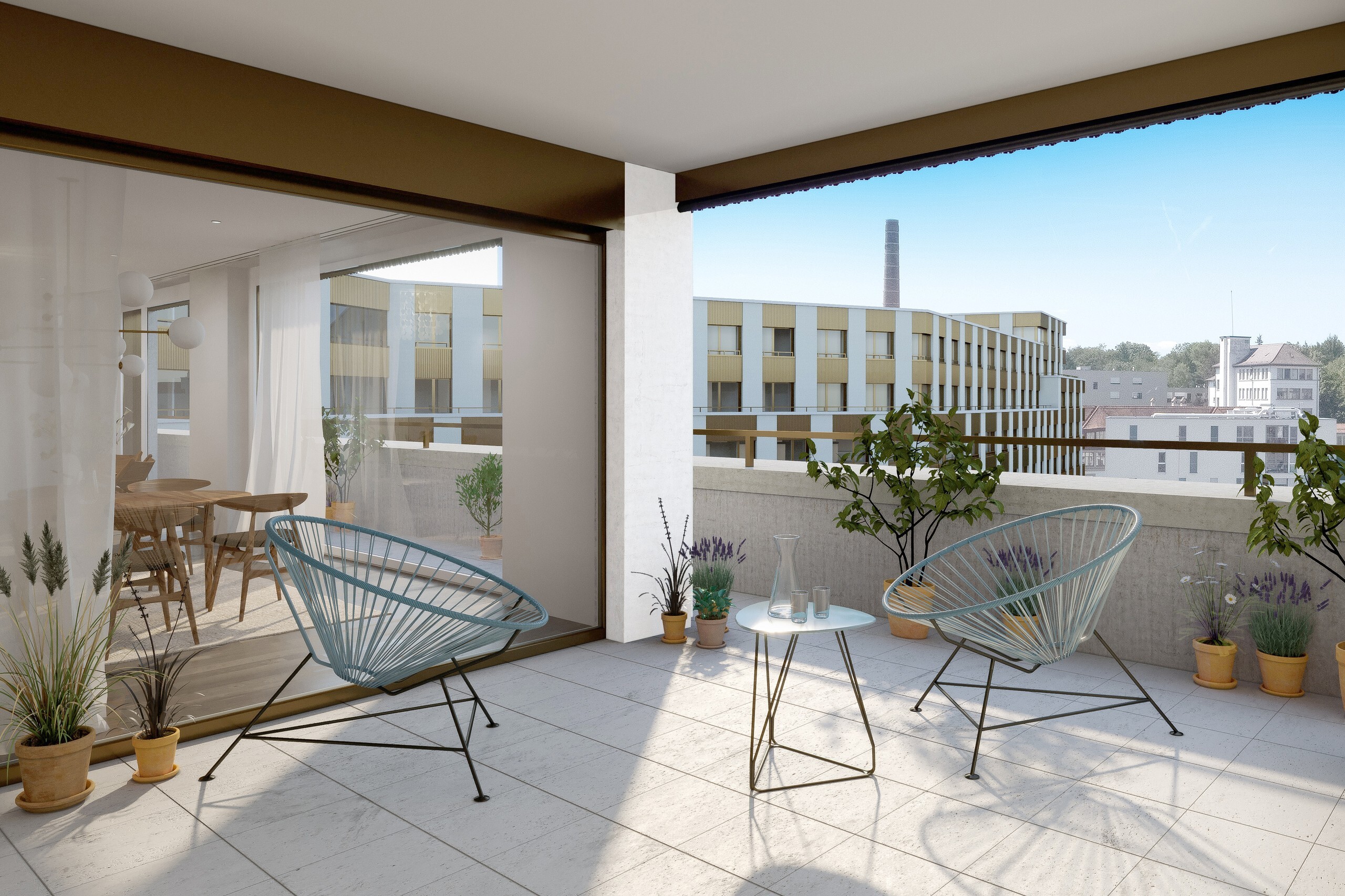 Große Terrasse mit Stadtblick