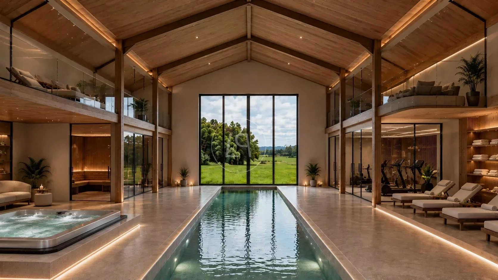 Luxuriöser Innenraum mit Pool und Spa-Bereich