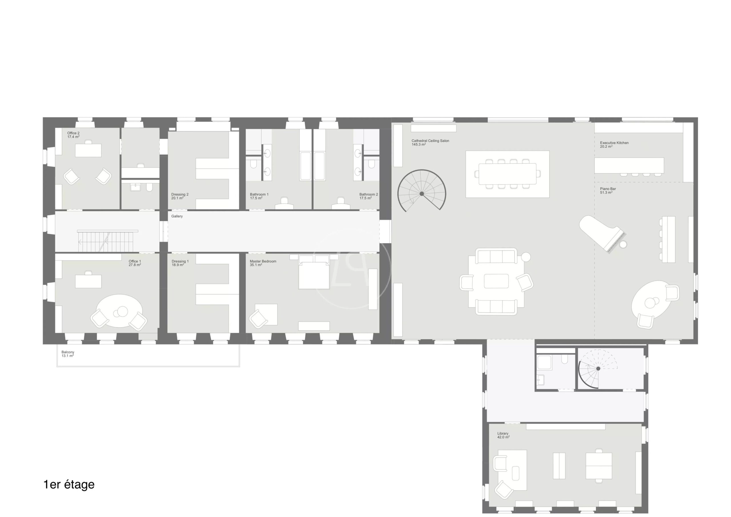 Grundriss der 1. Etage