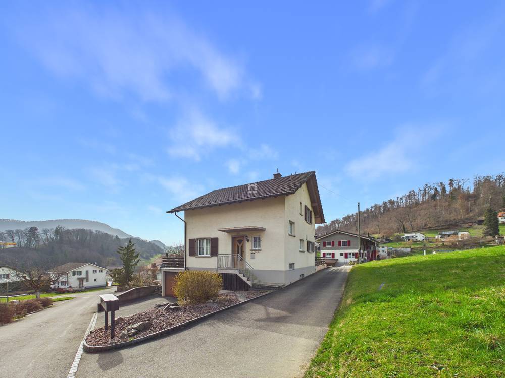 Einfamilienhaus am Hang mit Zufahrt