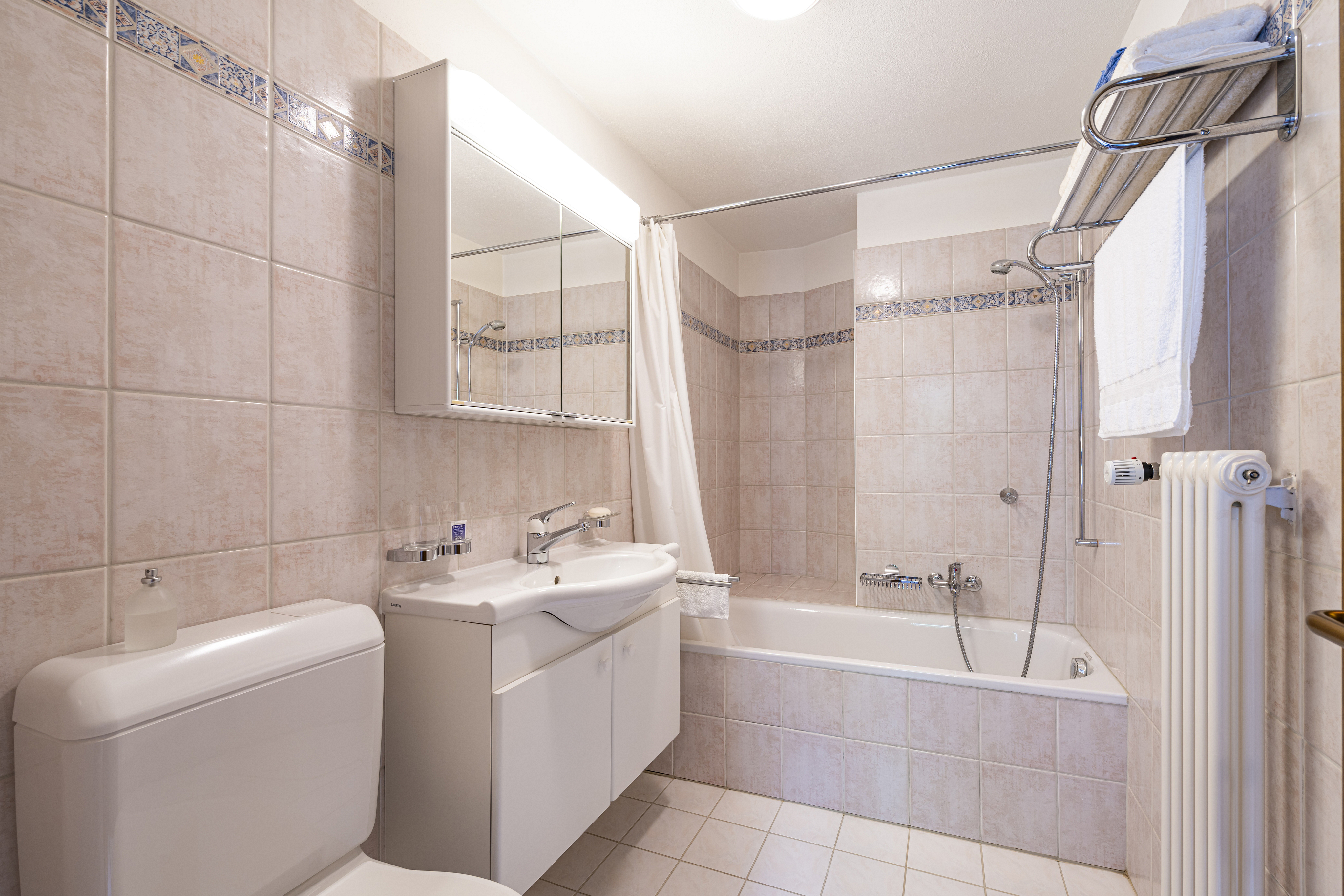 Badezimmer mit Badewanne und WC