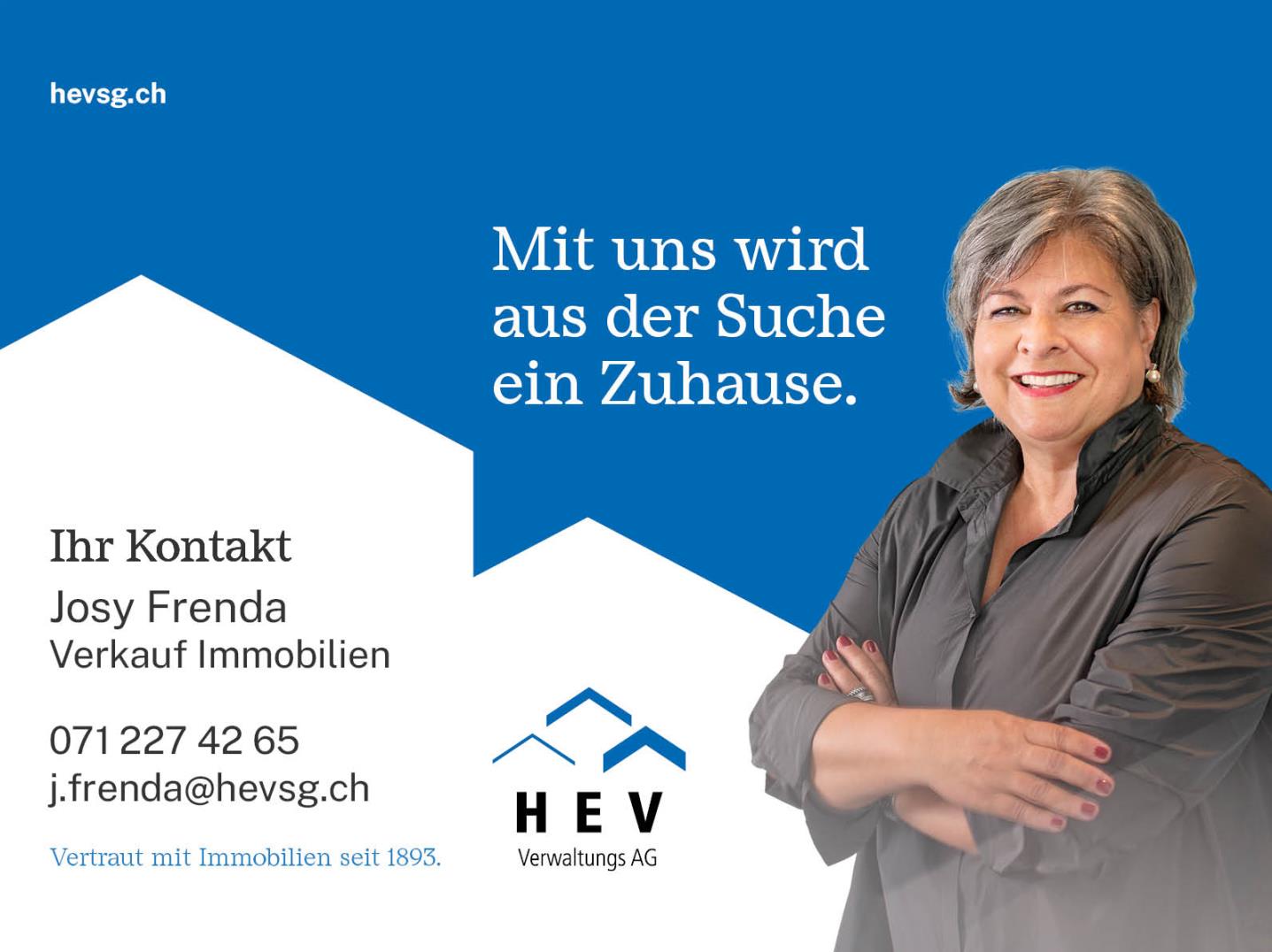 Werbebanner eines Immobilienunternehmens mit Ansprechpartnerin