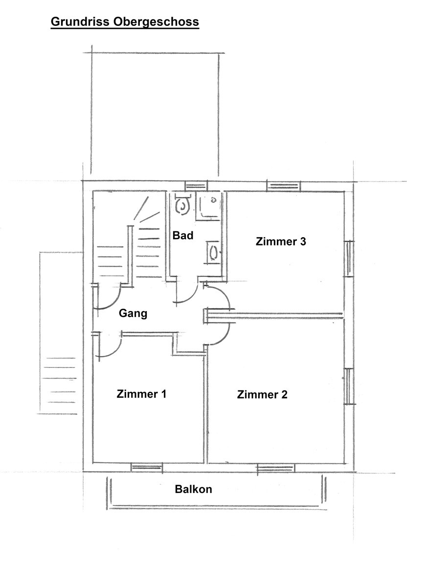 Grundriss Obergeschoss mit Balkon