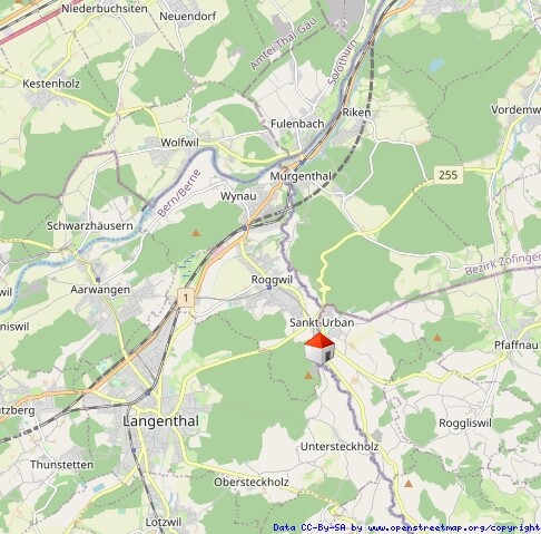 Kartenansicht einer ländlichen Region