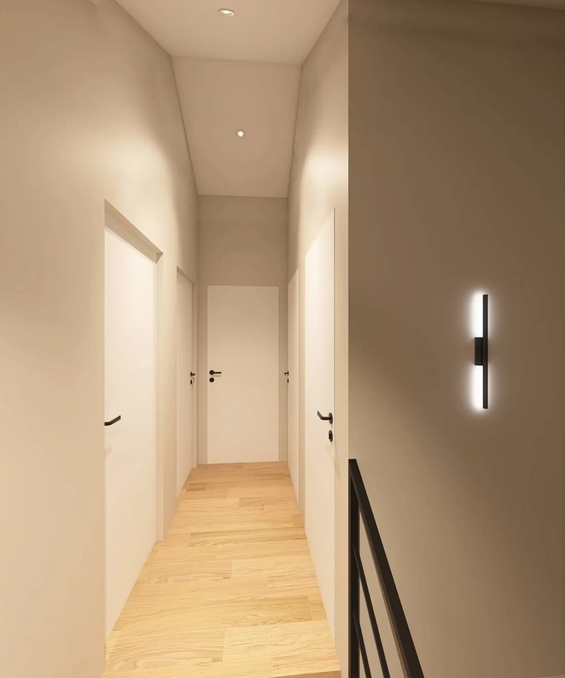 Moderner Flur mit Treppe